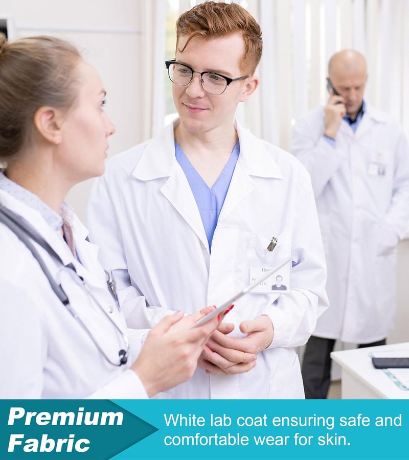 Snwquik Store Lab Coat for Men&Women,Doctor Costume for Adults,White Long Sleeve Unisex Science Chemistry Lab Coat - Image 4